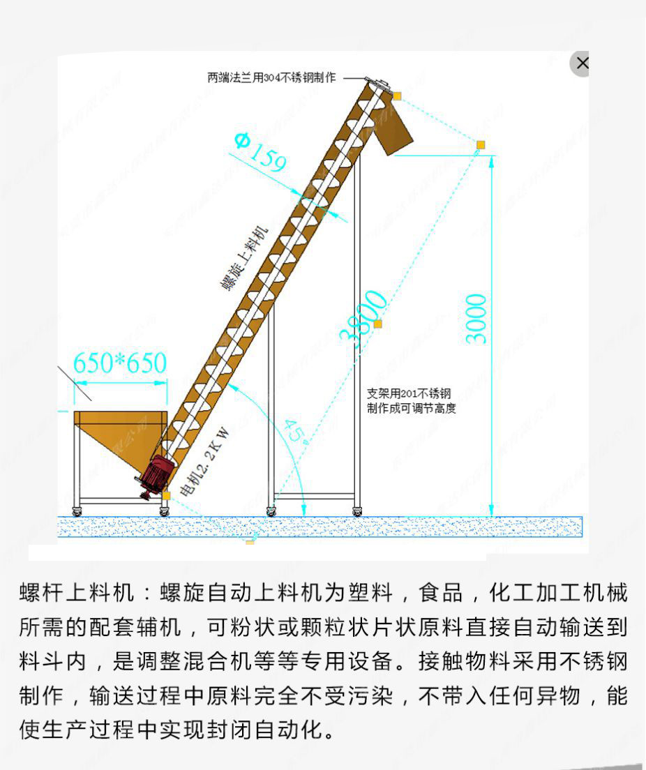 螺（luó）旋輸送（sòng）給料機（jī）外形尺寸