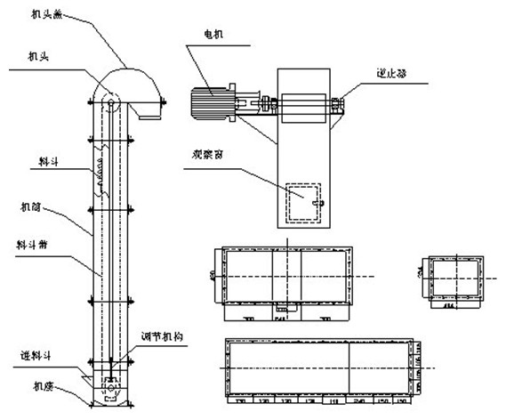 鋼絲（sī）膠（jiāo）帶鬥式提升機圖紙