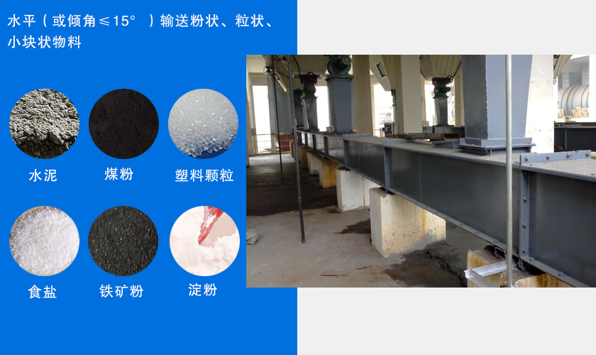 FU鏈式輸送機主要用於水平或傾斜（xié）輸送粉狀、粒狀或小塊狀物料（liào）